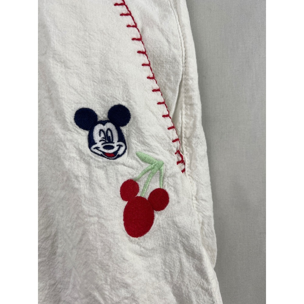 Old Navy Disney Shorts Womens Large White Linen Blend Mickey Mouse Cherry Red - Picture 3 of 9